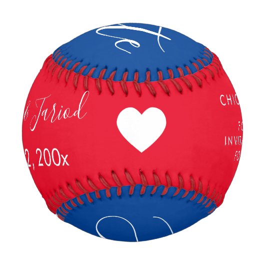 Red Blue Script Heart Speichern Sie die Daten Base Baseball (Rückseite)