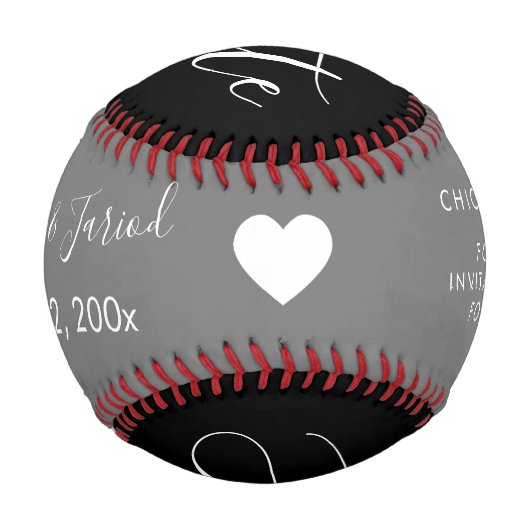 Red Blue Script Heart Speichern Sie die Daten Baseball (Rückseite)