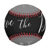 Red Blue Script Heart Speichern Sie die Daten Baseball (Vorderseite)