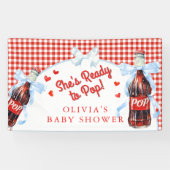 Red & Blue She's Ready to Pop Baby Shower  Banner (Horizontal)