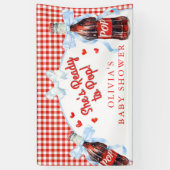 Red & Blue She's Ready to Pop Baby Shower  Banner (Vertikal)