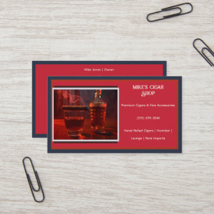 Red Blue Smoke Cigar Shop Business Card Visitenkarte