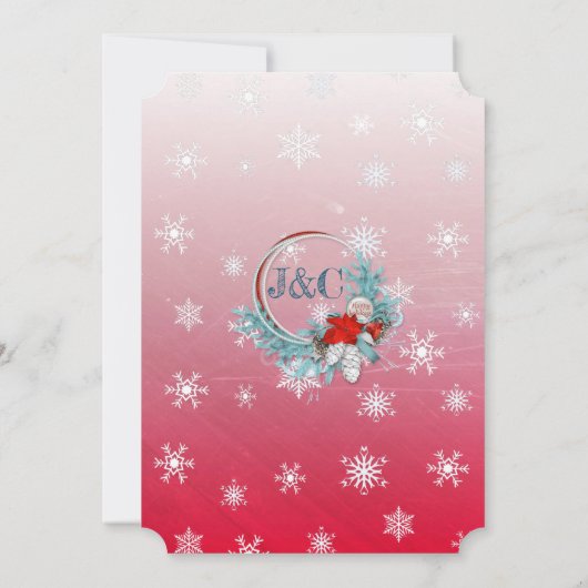 Red Blue Snowflake Weihnachten Einladung Hochzeit (Rückseite)