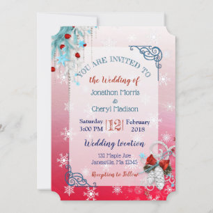 Red Blue Snowflake Weihnachten Einladung Hochzeit