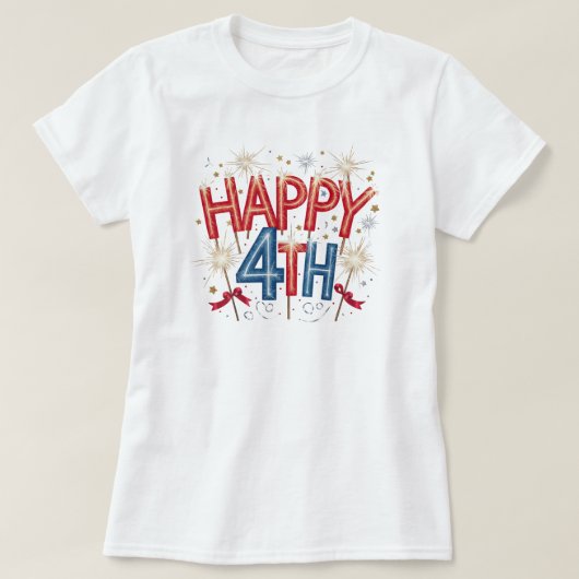 Red & Blue Sparkler 4. Juli Feier T-Shirt (Design vorne)