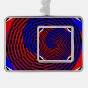 Red & Blue Spiral von Kenneth Yoncich Rahmen-Ornament Silber