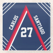 Red & Blue Sports Inspiriert Glasuntersetzer (Vorderseite)