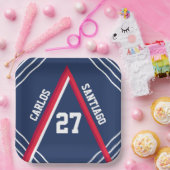 Red & Blue Sports Themenpapier Plakat Pappteller (Party)