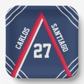 Red & Blue Sports Themenpapier Plakat Pappteller (Vorderseite)