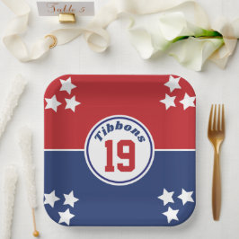 Red & Blue Sports Themenpapier Plakat Pappteller