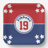 Red & Blue Sports Themenpapier Plakat Pappteller (Vorderseite)