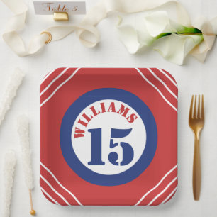 Red & Blue Sports Themenpapier Plakat Pappteller