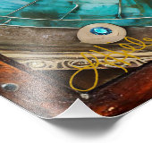 Red & Blue Stached Glass Heart Steampunk Serie Fotodruck (Ecke)