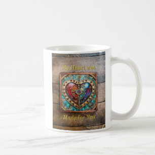 Red & Blue Stached Glass Heart Steampunk Serie Kaffeetasse