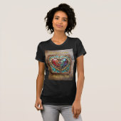 Red & Blue Stached Glass Heart Steampunk Serie T-Shirt (Vorne ganz)