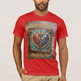 Red & Blue Stached Glass Heart Steampunk Serie T-Shirt