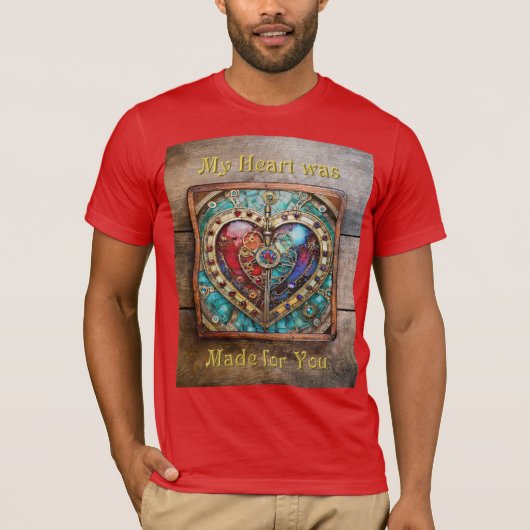Red & Blue Stached Glass Heart Steampunk Serie T-Shirt (Vorderseite)