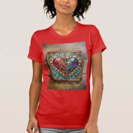 Red & Blue Stached Glass Heart Steampunk Serie T-Shirt
