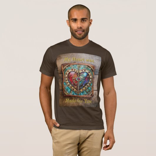 Red & Blue Stached Glass Heart Steampunk Serie T-Shirt (Vorne ganz)