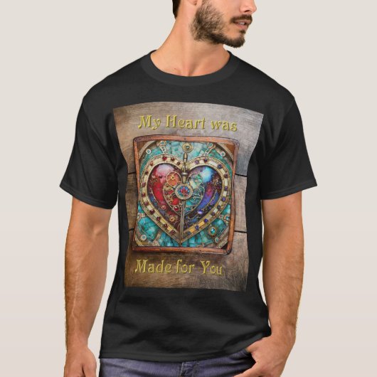 Red & Blue Stached Glass Heart Steampunk Serie T-Shirt (Vorderseite)