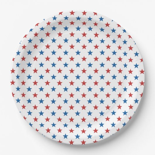 Red Blue Stars 4. Juli Plate Pappteller (Vorderseite)
