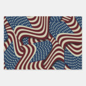 Red & Blue Stars & Stripes USA Fahnen Geschenkpapier Set (Vorderseite)