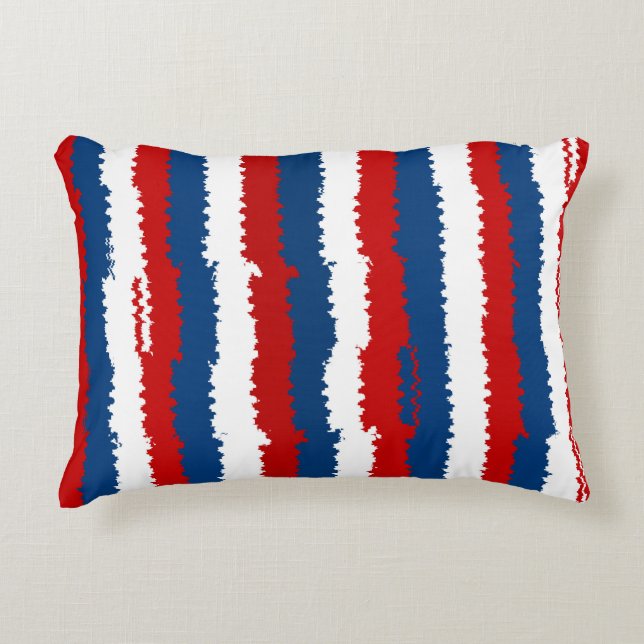 Red Blue Streifen Dekokissen (Vorderseite)