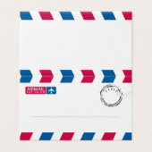 Red Blue Stripes Airmail Hochzeiten Platzkarten (Außenseite Aufgefaltet)