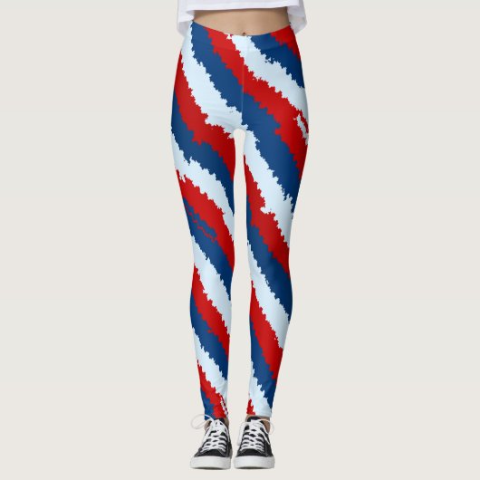 Red Blue Stripes Leggings (Vorderseite)