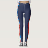 Red Blue Stripes Simple Stylish Navy Blue Leggings (Vorderseite)