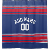 Red Blue Stripes Sports Jersey U kann FARBE ÄNDERN Duschvorhang (Vorderseite)