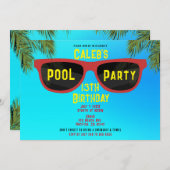 Red Blue Summer Shades Sonnenbrillen Beach Pool Pa Einladung (Vorne/Hinten)