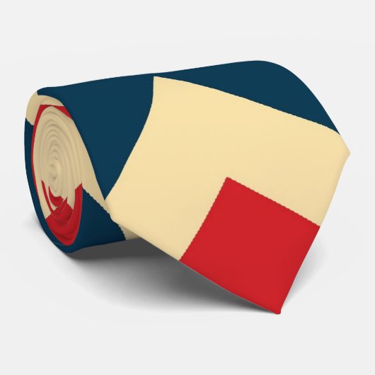 Red Blue Tan Zickzack Zigzag Muster Krawatte (Gerollt)