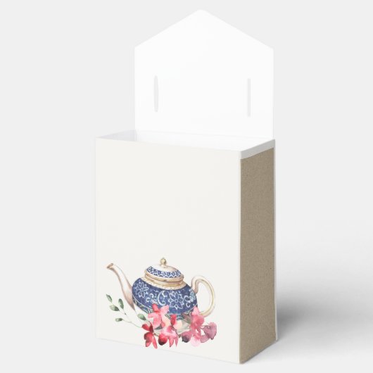 Red Blue Teapot Floral Brautparty Tee Party Geschenkschachtel (Geöffnet)