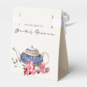 Red Blue Teapot Floral Brautparty Tee Party Geschenkschachtel (Rückseite)