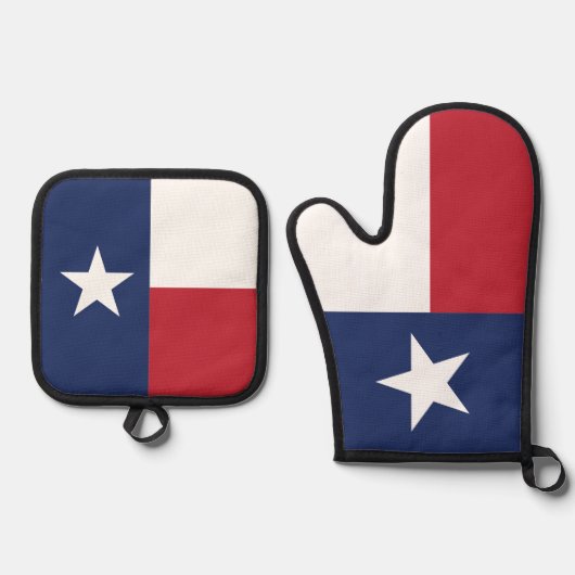 Red & Blue Texas State Flag Ofenhandschuh & Topflappen-Set (Vorderseite)