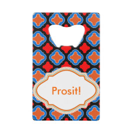 Red Blue Tile Kreditkartenflaschenöffner