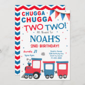 Red Blue Train 2. Geburtstag Einladung (Vorne/Hinten)