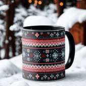 Red Blue Ugly Sweater Snowflakes Holiday Tasse
