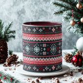 Red Blue Ugly Sweater Snowflakes Holiday Tasse