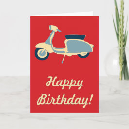 Red Blue und Creme Retro Scooter Geburtstagskarte Karte