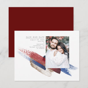 Red Blue und Gold Modern Modern Foto Save The Date