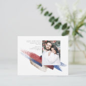 Red Blue und Gold Modernes Save the Date Foto (Stehend Vorderseite)