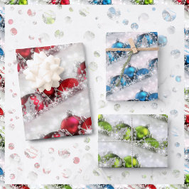 Red Blue und Green Weihnachtsschmuck Geschenkpapier Set