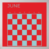 Red Blue Undated Checked June Monthly Calendar Poster (Vorne)