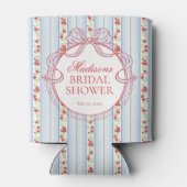 Red Blue Vintage Fancy Floral Bridal Shower Favor Dosenkühler (Rückseite)