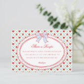 Red & Blue Vintage Fancy Floral Share Recipe Begleitkarte (Stehend Vorderseite)