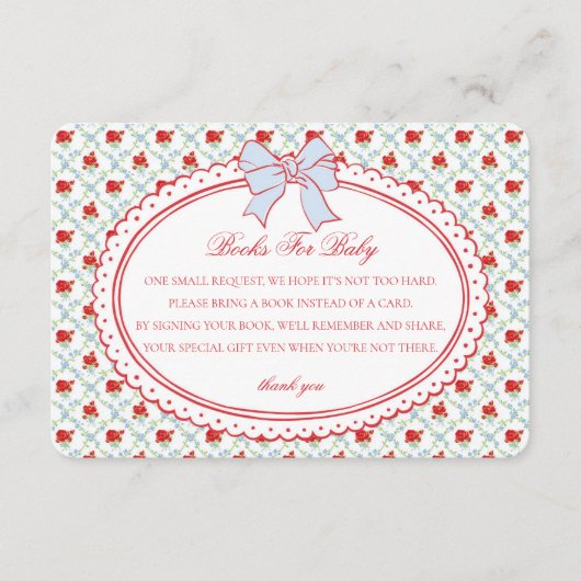 Red & Blue Vintage Floral Books for Baby Insert (Vorderseite)