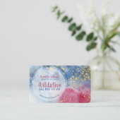 Red Blue Watercolor Gold Spritzer Künstler Kreativ Visitenkarte (Stehend Vorderseite)