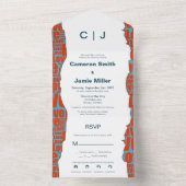 Red Blue Wedding Irreguläre Typografie Border All In One Einladung (Innen Boden)